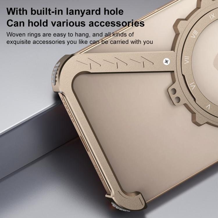 For iPhone 16 Pro Z-shaped Frameless Metal 360 Holder MagSafe Phone Case(Black) - iPhone 16 Pro Cases by PMc TechLife | Online Shopping South Africa | PMc TechLife | Buy Now Pay Later Mobicred