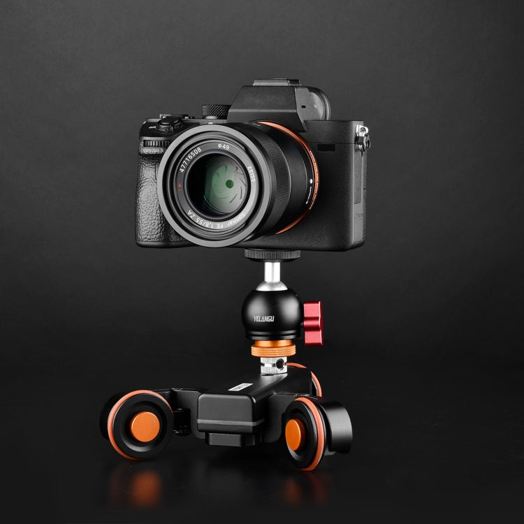 YELANGU L4X-BC Camera Wheel Dolly II Electric Track Slider 3-Wheel Video Pulley Rolling Dolly Car with Ballhead, Load: 3kg (Black) - Camera Dolly by YELANGU | Online Shopping South Africa | PMC TechLife | Buy Now Pay Later Mobicred