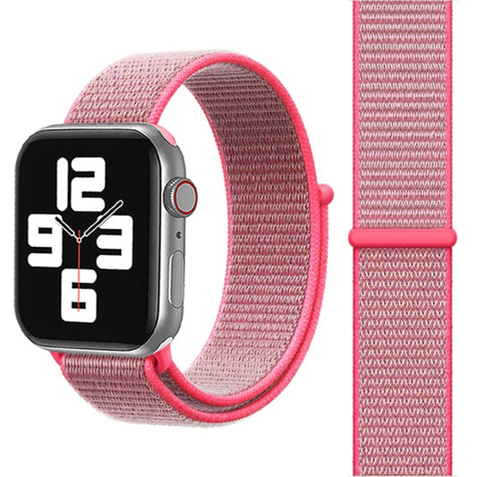 For Apple Watch 42mm / 41mm / 40mm / 38mm Simple Fashion Nylon Watch Band with Magic Stick(Pink Light) - Watch Bands by PMC Jewellery | Online Shopping South Africa | PMC Jewellery | Buy Now Pay Later Mobicred