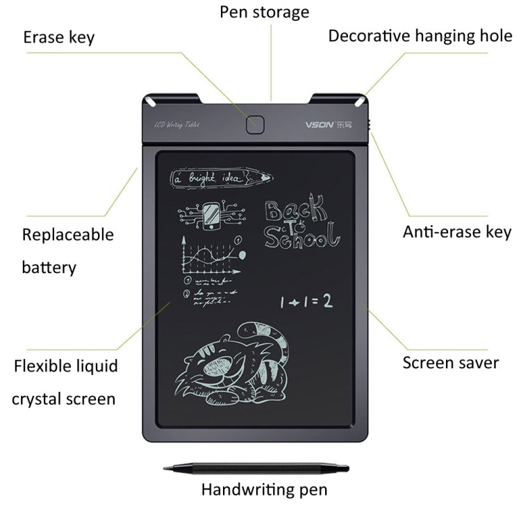 WP9310 9 inch LCD Monochrome Screen Writing Tablet Handwriting Drawing Sketching Graffiti Scribble Doodle Board for Home Office Writing Drawing(Black) -  by PMC Jewellery | Online Shopping South Africa | PMC Jewellery | Buy Now Pay Later Mobicred