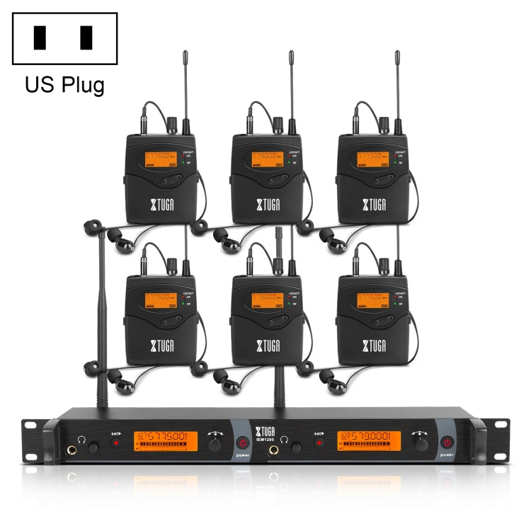 XTUGA IEM1200 Wireless Transmitter 6 Bodypack Stage Singer In-Ear Monitor System(US Plug) - Microphone by XTUGA | Online Shopping South Africa | PMC Jewellery | Buy Now Pay Later Mobicred