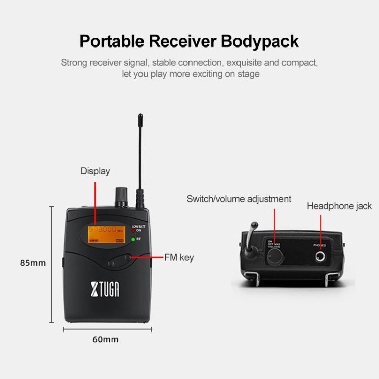 XTUGA IEM1200 Wireless Transmitter 6 Bodypack Stage Singer In-Ear Monitor System(US Plug) - Microphone by XTUGA | Online Shopping South Africa | PMC Jewellery | Buy Now Pay Later Mobicred