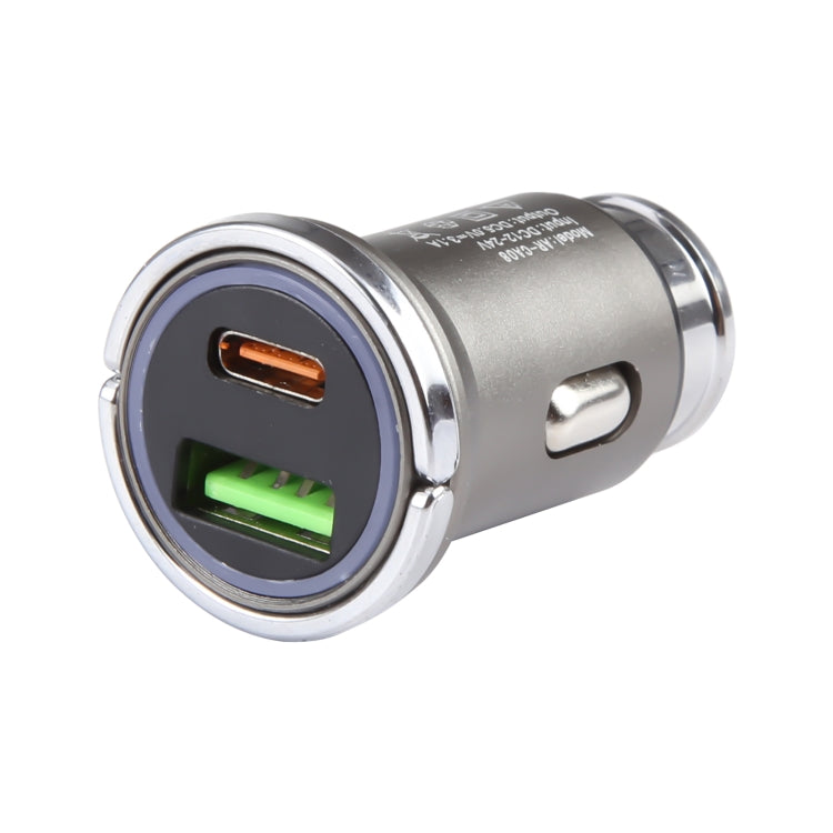 AR-CA08 12W 2A USB-C / Type-C + USB Ports Car Charger (Grey) - Car Charger by PMC Jewellery | Online Shopping South Africa | PMC Jewellery | Buy Now Pay Later Mobicred