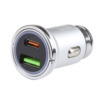 AR-CA08 12W 2A USB-C / Type-C + USB Ports Car Charger (Silver) - Car Charger by PMC Jewellery | Online Shopping South Africa | PMC Jewellery | Buy Now Pay Later Mobicred