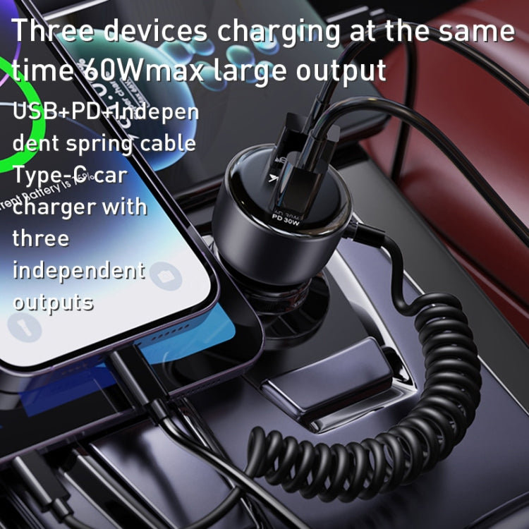 Yesido Y57 50W PD + QC3.0 Dual Port Car Charger with 8 Pin Spring Data Cable - Car Charger by Yesido | Online Shopping South Africa | PMC Jewellery | Buy Now Pay Later Mobicred