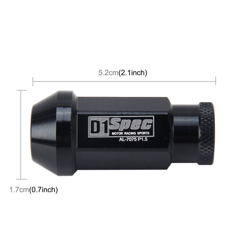 D1 Spec  M12x1.25 Racing Wheel Nut, Length: 40mm (Black) - Nuts & Bolts by PMC Jewellery | Online Shopping South Africa | PMC Jewellery | Buy Now Pay Later Mobicred