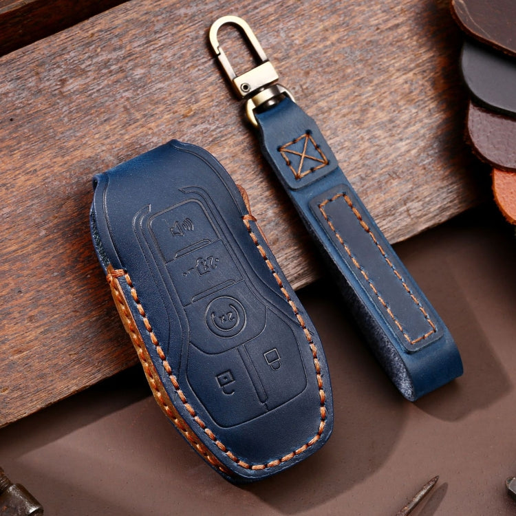 For Ford F-150 3-button C074 Car Key Leather Protective Case (Blue) - Car Key Cases by PMC Jewellery | Online Shopping South Africa | PMC Jewellery | Buy Now Pay Later Mobicred