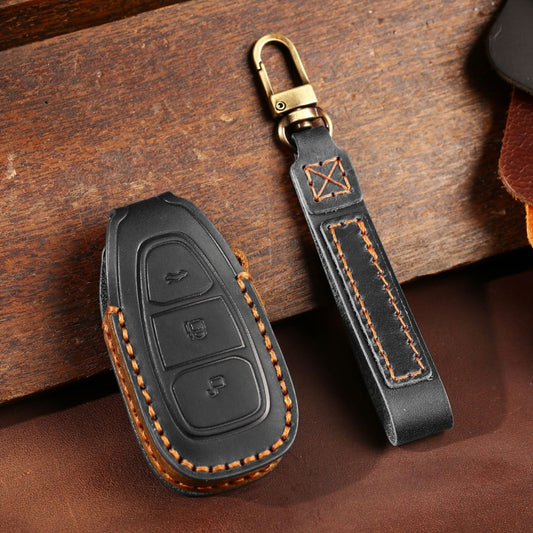 For Ford Focus/Mondeo/Maverick/Explorer/Escort/Edge 2017-2018 C231 Car Key Leather Protective Case (Black) - Car Key Cases by PMC Jewellery | Online Shopping South Africa | PMC Jewellery | Buy Now Pay Later Mobicred