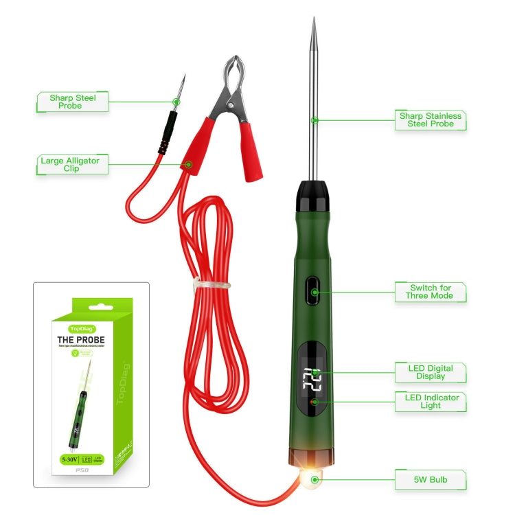 TopDiag P50 Car Digital Display Positive Load Voltage Measuring Instrument with Light - Electronic Test by PMC Jewellery | Online Shopping South Africa | PMC Jewellery | Buy Now Pay Later Mobicred