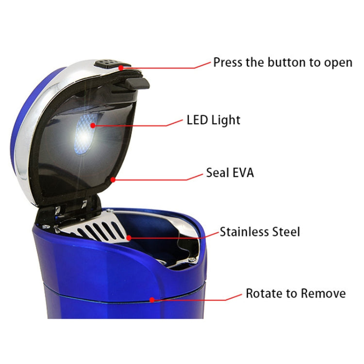 N12E Car Creative Ashtray Solar Power With Light And Cover With Cigarette Liighter (Gold) - Ashtrays by PMC Jewellery | Online Shopping South Africa | PMC Jewellery | Buy Now Pay Later Mobicred