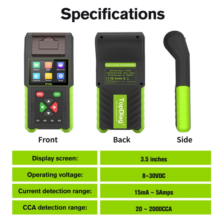 JDiag BT500 12-24V Car Battery Intelligent Analyzer Diagnostic Instrument with Printer - Electronic Test by PMC Jewellery | Online Shopping South Africa | PMC Jewellery | Buy Now Pay Later Mobicred