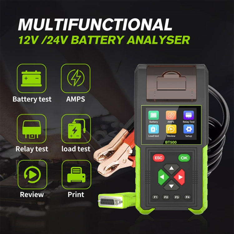 JDiag BT500 12-24V Car Battery Intelligent Analyzer Diagnostic Instrument with Printer - Electronic Test by PMC Jewellery | Online Shopping South Africa | PMC Jewellery | Buy Now Pay Later Mobicred