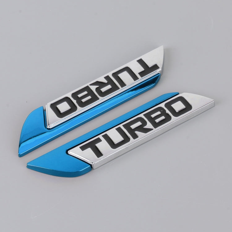 1 Pair Car Turbo Personalized Aluminum Alloy Decorative Stickers, Size: 11.5 x 2.5 x 0.5cm (Blue) - 3D Metal Sticker by PMC Jewellery | Online Shopping South Africa | PMC Jewellery | Buy Now Pay Later Mobicred