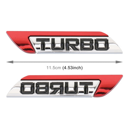 1 Pair Car Turbo Personalized Aluminum Alloy Decorative Stickers, Size: 11.5 x 2.5 x 0.5cm (Red) - 3D Metal Sticker by PMC Jewellery | Online Shopping South Africa | PMC Jewellery | Buy Now Pay Later Mobicred