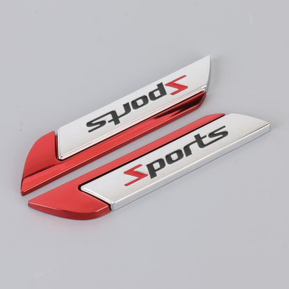 1 Pair Car SPORTS Personalized Aluminum Alloy Decorative Stickers, Size: 11.5 x 2.5 x 0.5cm (Red) - 3D Metal Sticker by PMC Jewellery | Online Shopping South Africa | PMC Jewellery | Buy Now Pay Later Mobicred