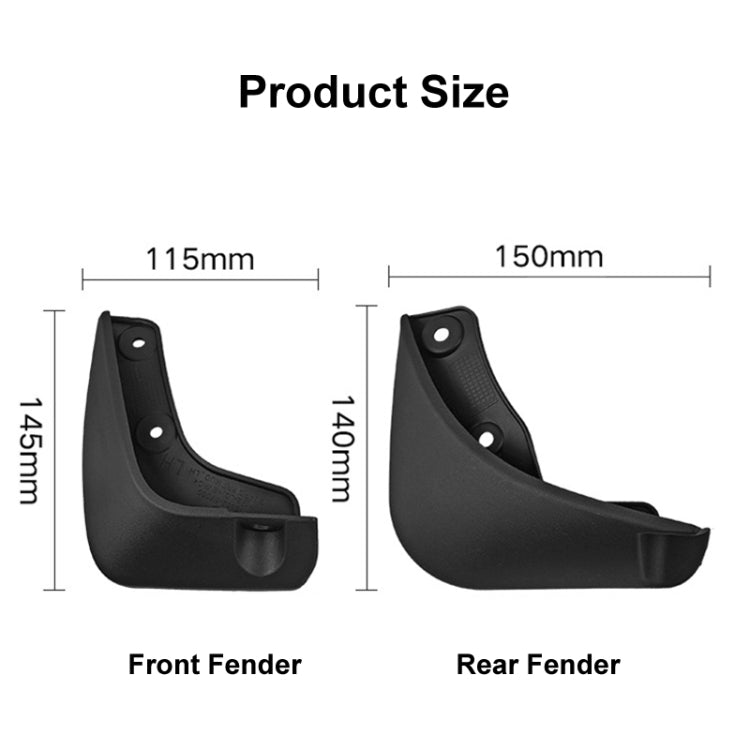 For KIA Picanto 2011-2018 4pcs/Set Car Auto Soft Plastic Splash Flaps Fender Guard - Mudguards by PMC Jewellery | Online Shopping South Africa | PMC Jewellery | Buy Now Pay Later Mobicred