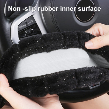 Round Style Car Universal Self Heating Plush Warm Anti-skid Steering Wheel Cover, Diameter: 38cm (Black) - Steering Wheel Accessories by PMC Jewellery | Online Shopping South Africa | PMC Jewellery | Buy Now Pay Later Mobicred