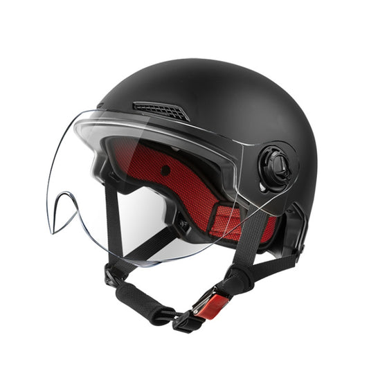 BY-1292 Unisex Motorcycle Frosted Protective Short Mirror Half Helmet (Black) - Helmets by PMC Jewellery | Online Shopping South Africa | PMC Jewellery | Buy Now Pay Later Mobicred