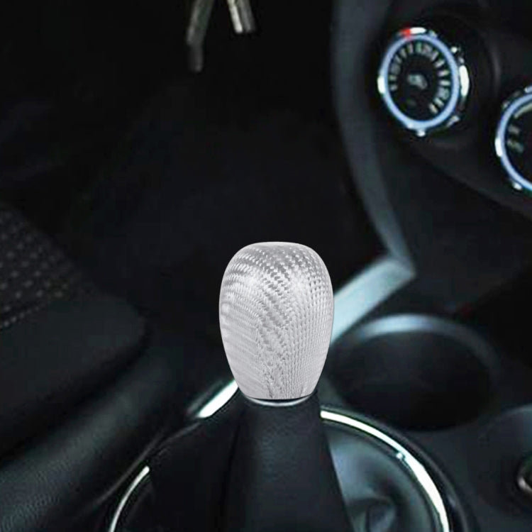 Car Carbon Fiber Pattern Gear Shift Knob Short Style Duck Egg Type Automatic Gear Head (Silver) - Shift Knob by PMC Jewellery | Online Shopping South Africa | PMC Jewellery | Buy Now Pay Later Mobicred