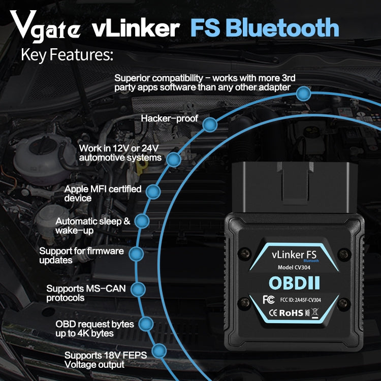 Vgate OBD2 Bluetooth Diagnostic Tool - free shipping - PMC TechLife - Order now!