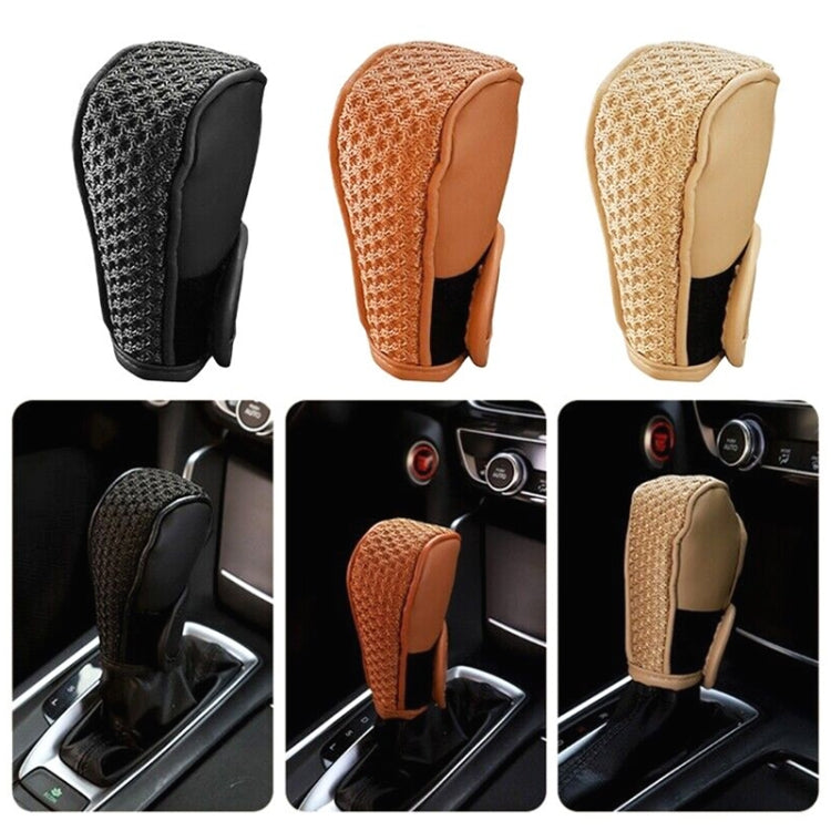 Universal Car PU + Ice Silk Gear Shift Knob Protective Cover (Beige) - Shift Knob by PMC Jewellery | Online Shopping South Africa | PMC Jewellery | Buy Now Pay Later Mobicred