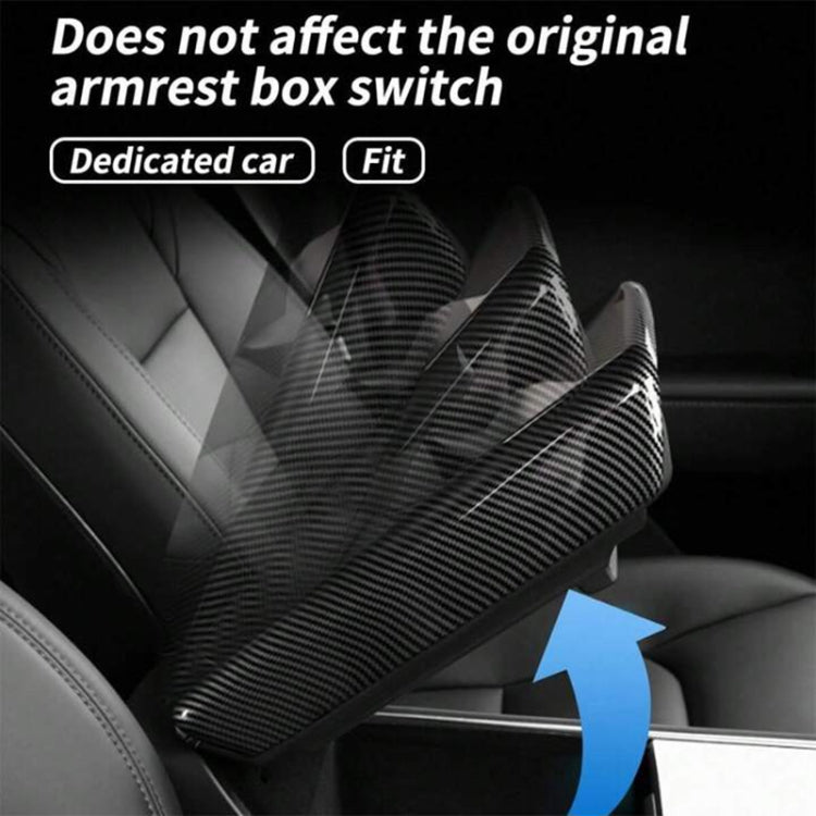 For Tesla Model 3 / Y Car Center Console Armrest Box Carbon Fiber Pattern Protective Cover - Car Interior Mouldings by PMC Jewellery | Online Shopping South Africa | PMC Jewellery | Buy Now Pay Later Mobicred