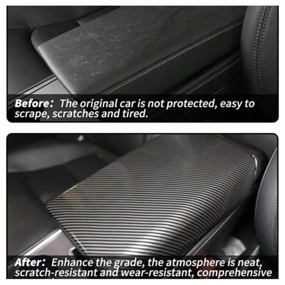 For Tesla Model 3 / Y Car Center Console Armrest Box Carbon Fiber Pattern Protective Cover - Car Interior Mouldings by PMC Jewellery | Online Shopping South Africa | PMC Jewellery | Buy Now Pay Later Mobicred