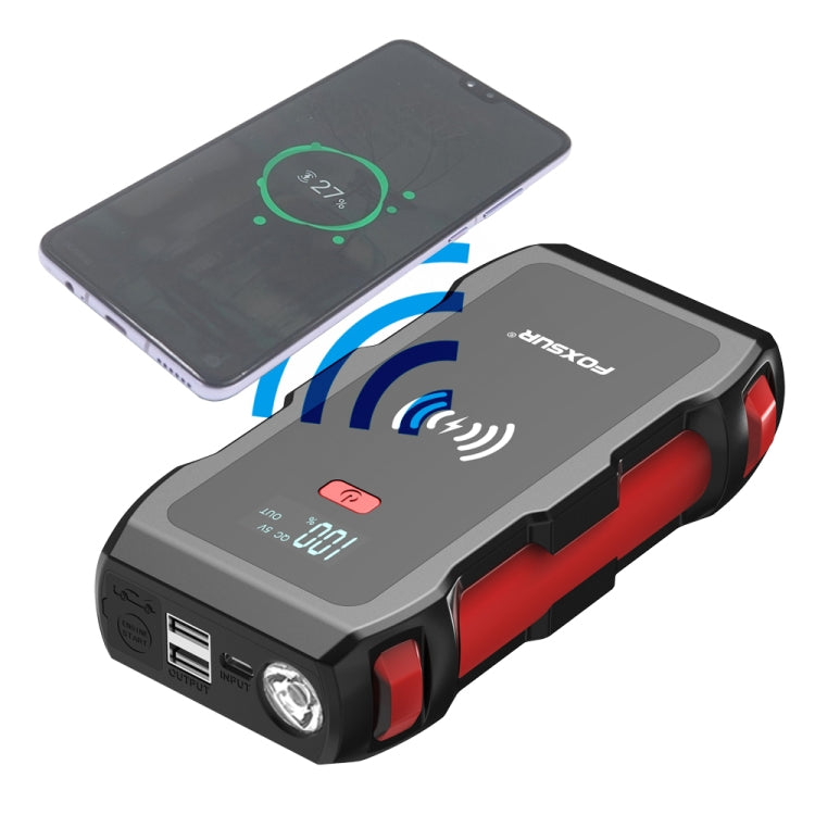 FOXSUR FJS-700 12V Car Multifunctional Wireless Charging Emergency Start Power Supply (Red) - Power Bank by FOXSUR | Online Shopping South Africa | PMC Jewellery