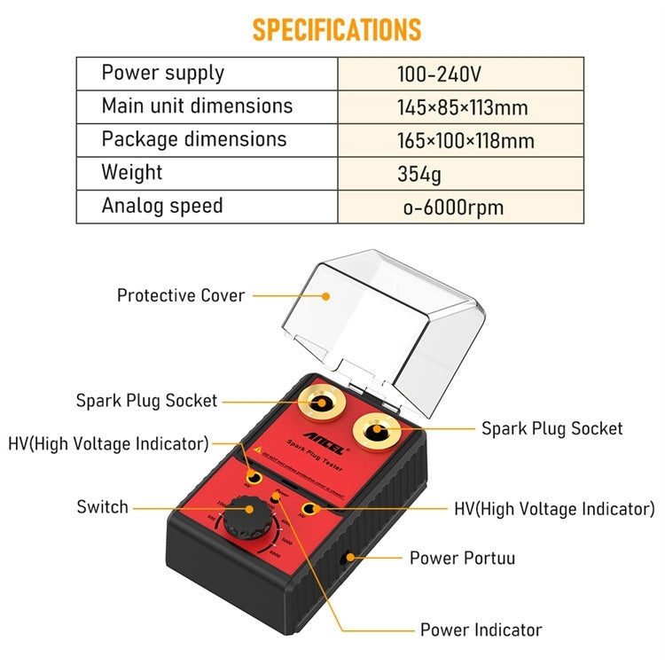 ANCEL Car Double Hole Spark Plug Flashover Tester, US Plug - Electronic Test by PMC Jewellery | Online Shopping South Africa | PMC Jewellery | Buy Now Pay Later Mobicred