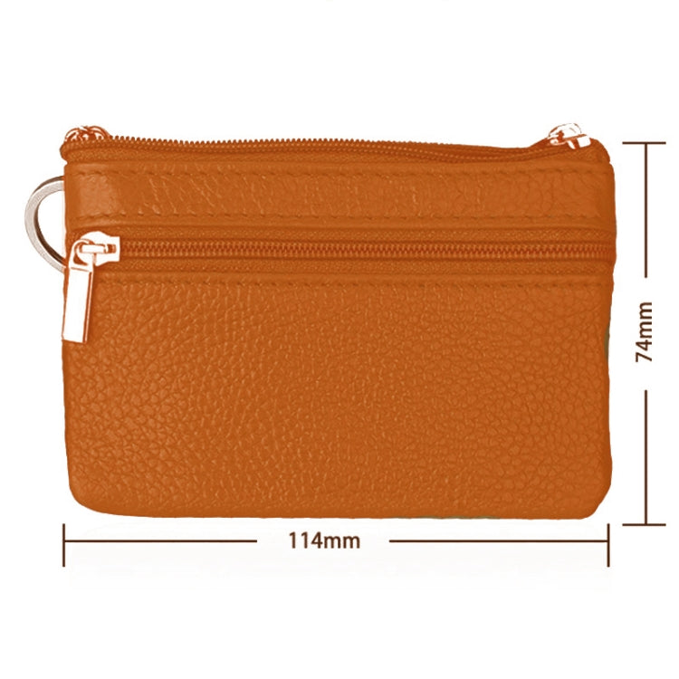 Cowhide Leather Zipper Solid Color Horizontal Card Holder Wallet RFID Blocking Coin Purse Card Bag Protect Case, Size: 11.4*7.4cm(Brown) - Antimagnetic RFID Package by PMC Jewellery | Online Shopping South Africa | PMC Jewellery | Buy Now Pay Later Mobicred