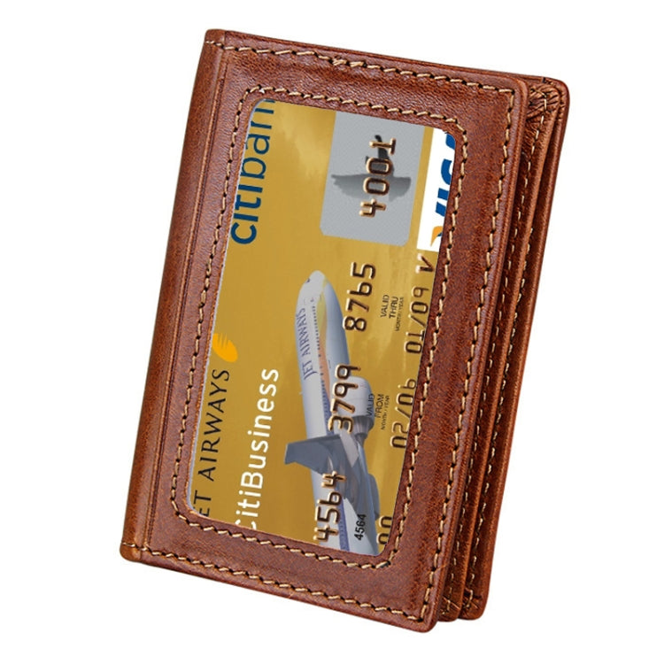 KB86 Genuine Cowhide Leather Solid Color Card Holder Wallet RFID Blocking Coin Purse Card Bag Protect Case with 5 Card Slots & Photo Frame & Business Card Position, Size: 10.6*7.6*1.8 cm(Brown) - Antimagnetic RFID Package by PMC Jewellery | Online Shopping South Africa | PMC Jewellery | Buy Now Pay Later Mobicred