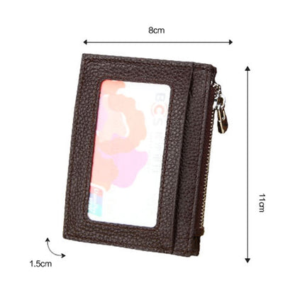 Cowhide Leather Solid Color Zipper Card Holder Wallet RFID Blocking Card Bag Protect Case Coin Purse, Size: 11*8*1.5cm(Coffee) - Antimagnetic RFID Package by PMC Jewellery | Online Shopping South Africa | PMC Jewellery | Buy Now Pay Later Mobicred