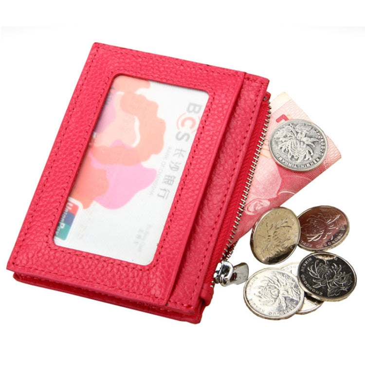 Cowhide Leather Solid Color Zipper Card Holder Wallet RFID Blocking Card Bag Protect Case Coin Purse, Size: 11*8*1.5cm(Magenta) - Antimagnetic RFID Package by PMC Jewellery | Online Shopping South Africa | PMC Jewellery | Buy Now Pay Later Mobicred