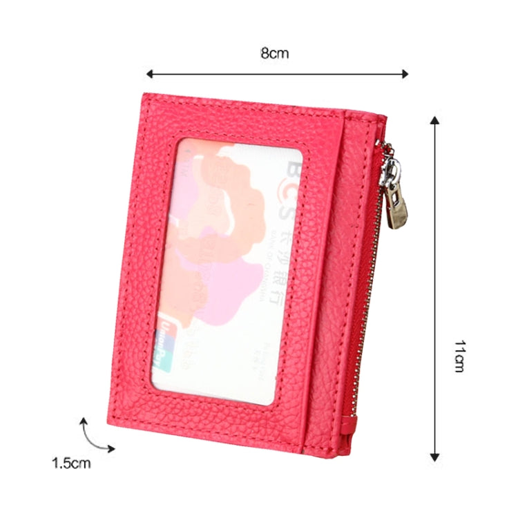 Cowhide Leather Solid Color Zipper Card Holder Wallet RFID Blocking Card Bag Protect Case Coin Purse, Size: 11*8*1.5cm(Magenta) - Antimagnetic RFID Package by PMC Jewellery | Online Shopping South Africa | PMC Jewellery | Buy Now Pay Later Mobicred