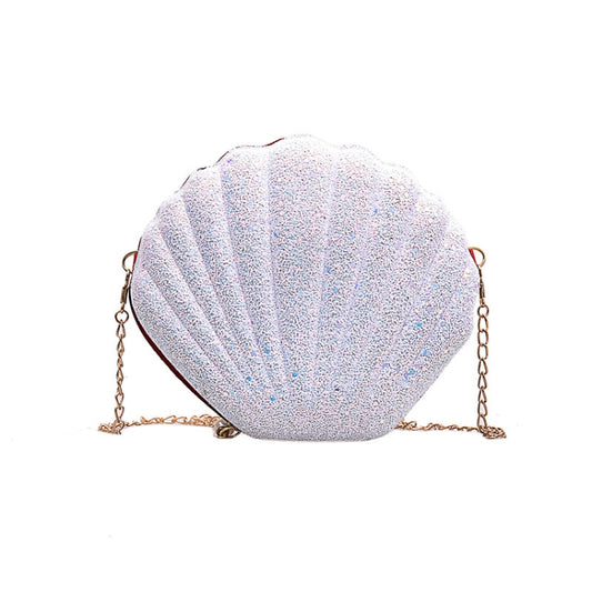 Shell Shape Fashion Sequined Single Shoulder Crossbody Bag (White) - Crossbody Bags by PMC Jewellery | Online Shopping South Africa | PMC Jewellery | Buy Now Pay Later Mobicred