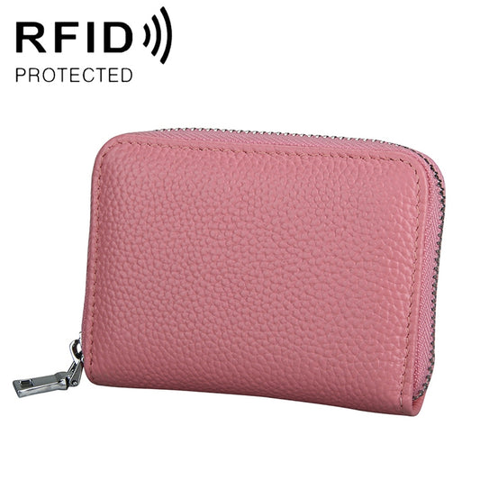 KB205 Antimagnetic RFID Litchi Texture Leather Zipper Large-capacity Card Holder Wallet(Pink) - Antimagnetic RFID Package by PMC Jewellery | Online Shopping South Africa | PMC Jewellery | Buy Now Pay Later Mobicred