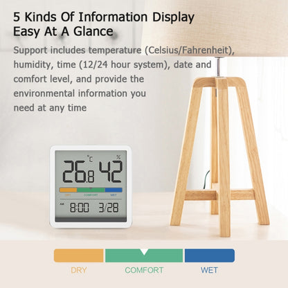 Original Xiaomi Youpin Miiiw Silent Indoor Temperaturer And Humidity Clock with Large 3.34 inch LCD Screen(White) - Indoor Thermometer by Xiaomi | Online Shopping South Africa | PMC Jewellery | Buy Now Pay Later Mobicred