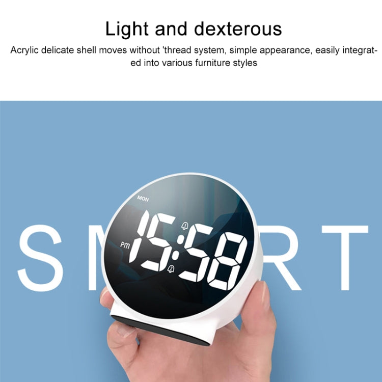 8816 LED Mirror Round Dual-purpose Alarm Clock (Black) - Novelty Clock by PMc TechLife | Online Shopping South Africa | PMc TechLife | Buy Now Pay Later Mobicred