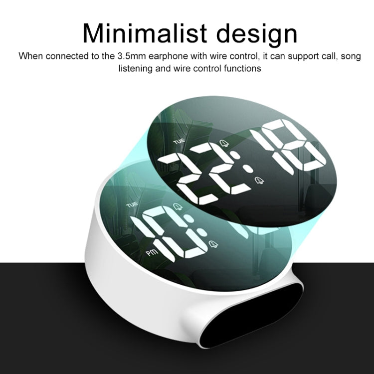 8816 LED Mirror Round Dual-purpose Alarm Clock (Black) - Novelty Clock by PMc TechLife | Online Shopping South Africa | PMc TechLife | Buy Now Pay Later Mobicred