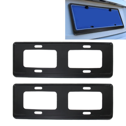 2 PCS Car License Plate Frames Stainless Steel License Plate Frame(Black) - License Plate Covers & Frames by PMC Jewellery | Online Shopping South Africa | PMC Jewellery | Buy Now Pay Later Mobicred