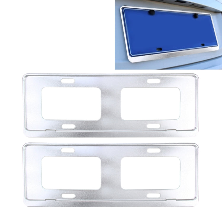 2 PCS Car License Plate Frames Stainless Steel License Plate Frame(White) - License Plate Covers & Frames by PMC Jewellery | Online Shopping South Africa | PMC Jewellery | Buy Now Pay Later Mobicred