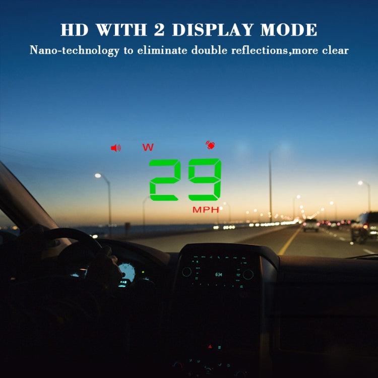 Geyiren A5 HUD 3.5 inch Car Head Up Display with GPS System, Two Mode Display, Light Sensors, KM/h MPH Speed, Compass, Speed Alarm (Green Light) - Head Up Display System by PMC Jewellery | Online Shopping South Africa | PMC Jewellery | Buy Now Pay Later Mobicred