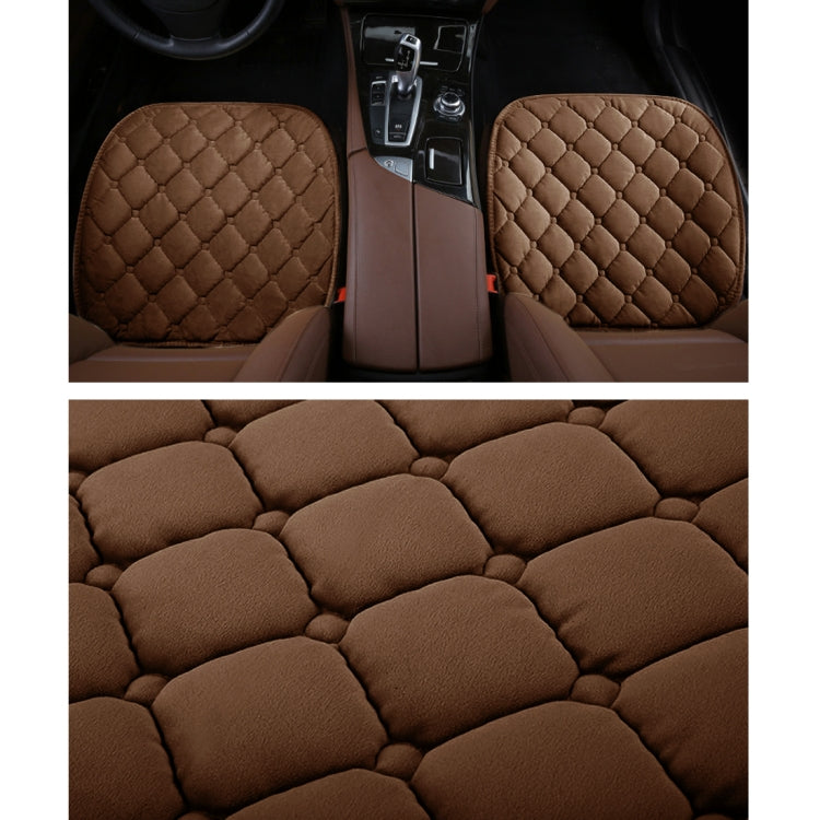 3 PCS / Set Luxurious Warm Car Seat Cover Cushion Universal Front Back Seat Covers Car Non-slip Chair Pad Warm Car Mats No Back Plush Cushion(Coffee) - Seat Accessories by PMC Jewellery | Online Shopping South Africa | PMC Jewellery | Buy Now Pay Later Mobicred