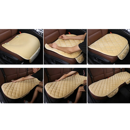 3 PCS / Set Luxurious Warm Car Seat Cover Cushion Universal Front Back Seat Covers Car Non-slip Chair Pad Warm Car Mats No Back Plush Cushion(Khaki) - Seat Accessories by PMC Jewellery | Online Shopping South Africa | PMC Jewellery | Buy Now Pay Later Mobicred