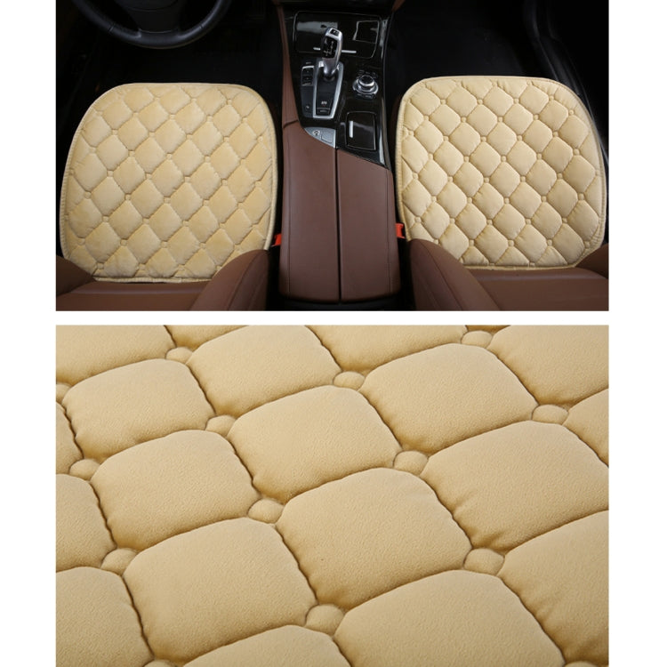 3 PCS / Set Luxurious Warm Car Seat Cover Cushion Universal Front Back Seat Covers Car Non-slip Chair Pad Warm Car Mats No Back Plush Cushion(Khaki) - Seat Accessories by PMC Jewellery | Online Shopping South Africa | PMC Jewellery | Buy Now Pay Later Mobicred