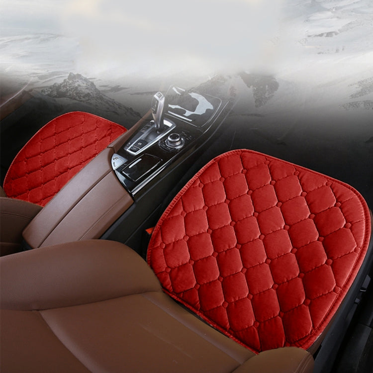 3 PCS / Set Luxurious Warm Car Seat Cover Cushion Universal Front Back Seat Covers Car Non-slip Chair Pad Warm Car Mats No Back Plush Cushion(Red) - Seat Accessories by PMC Jewellery | Online Shopping South Africa | PMC Jewellery | Buy Now Pay Later Mobicred