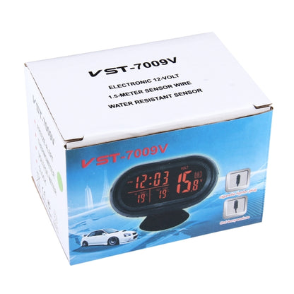 VST-7009V 4 In 1 Digital Car Thermometer Voltage Meter Luminous Clock Tester Detector LCD Monitor Back light(Blue Light) - Clocks & Car Meters by PMC Jewellery | Online Shopping South Africa | PMC Jewellery | Buy Now Pay Later Mobicred