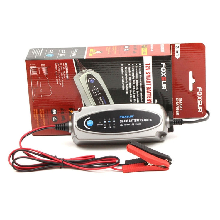 FOXSUR 0.8A / 3.6A 12V 5 Stage Charging Battery Charger for Car Motorcycle,  EU Plug - Battery Charger by FOXSUR | Online Shopping South Africa | PMC Jewellery | Buy Now Pay Later Mobicred