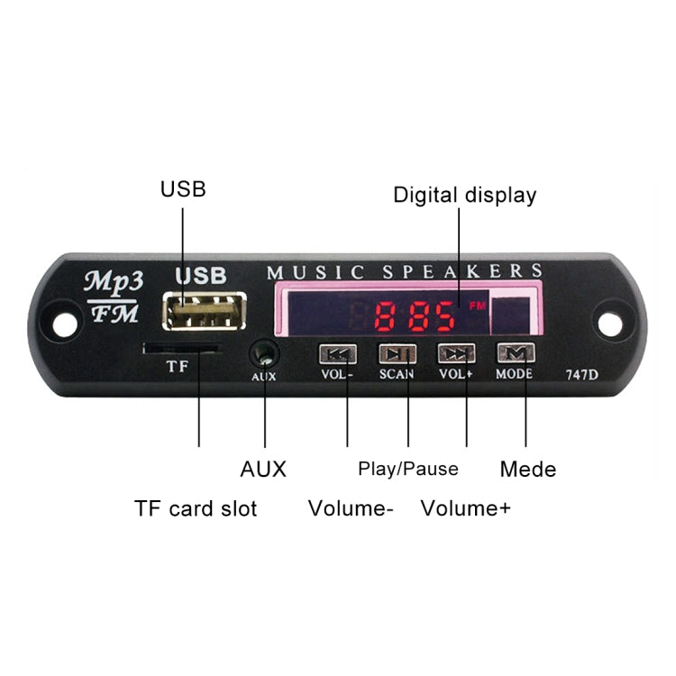 Car 12V Audio MP3 Player Decoder Board FM Radio TF USB 3.5 mm AUX, without Bluetooth and Recording - Car MP3 & MP4 & MP5 by PMC TechLife | Online Shopping South Africa | PMC TechLife | Buy Now Pay Later Mobicred