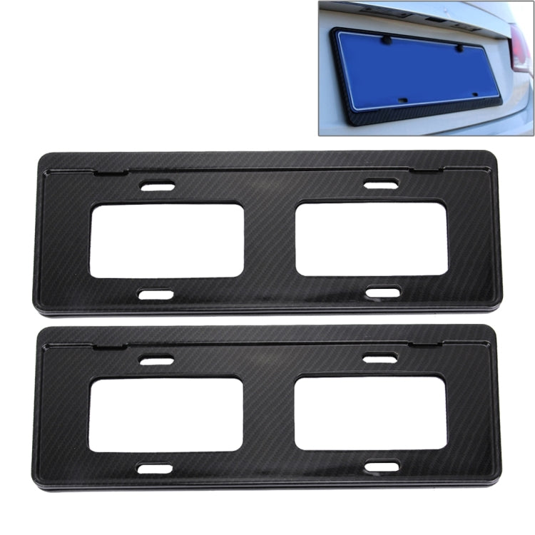 2 PCS Car License Plate Carbon Fiber Bracket Frame Holder Stand Mount(Black) - License Plate Covers & Frames by PMC Jewellery | Online Shopping South Africa | PMC Jewellery | Buy Now Pay Later Mobicred